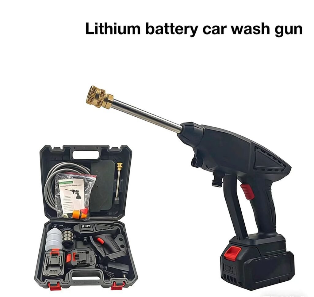 Professional Cordless Car Wash Gun 21v Electric Spray Gun, Detachable Battery, Multi-nozzle Portable Car Wash Machine